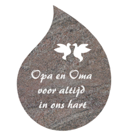 Traan 12x12 cm (twee duifjes) met eigen tekst