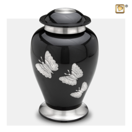 A242 Traditional butterflies Urn,Midnight & Bru Pewter, 3.2 liter, LoveUrns