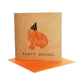 Kaart party animal  konijn oranje