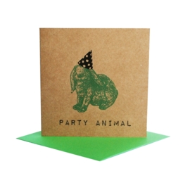 Kaart party animal  konijn groen