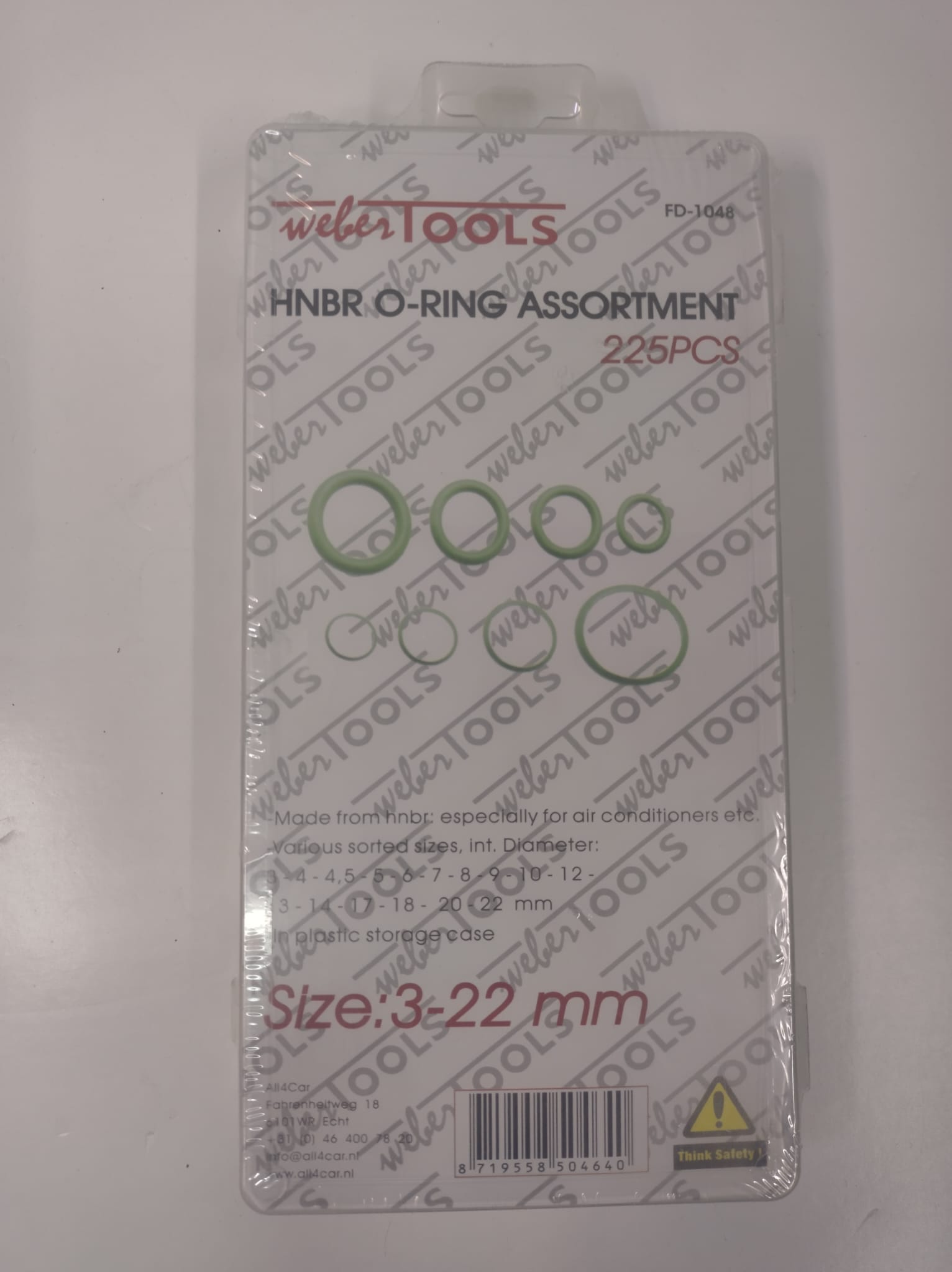 HNBR airco afdichtrubbers set 3-22 mm