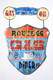 Metal sign Route 66 - Gas, Oil and Diner