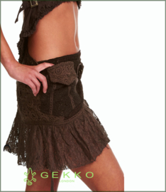 Steampunk frill wrap mini skirt brown