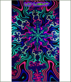 Spectral Flake Fractal batik wall hanging UV
