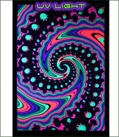 Fractal Spin batik wall hanging UV