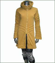 Long fleece jacket overlock mustard warm yellow