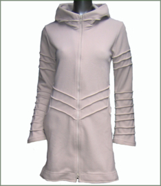 Long fleece jacket overlock creamy white