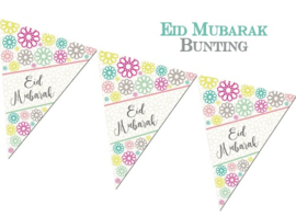Eid bunting flags geo flowers