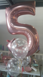 Cijfer ballon XL  rose goud 5