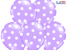 Ballonnen lavender met witte dots (6st)