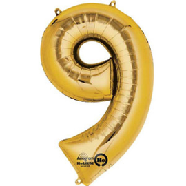 XL foil balloon gold number 9