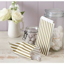 Candy bags gold white stripes