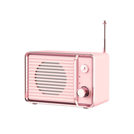 Mini bluetooth speaker retro radio pink