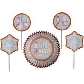 Kerst cupcake cases+toppers (24st)