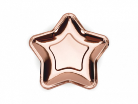 Paper plates rose gold star (6pcs)