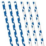 Papieren rietjes blauwe polkadot (10st)