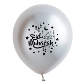 Ballonnen Eid partyzz mix zilver zwart (5st)