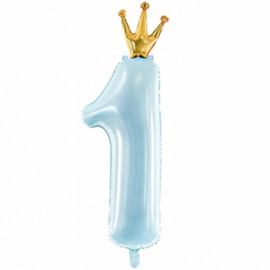 Number balloon with crown blue
