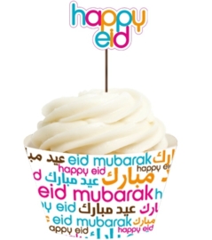 Eid cupcake wrappers+ prikkers (16-delig)