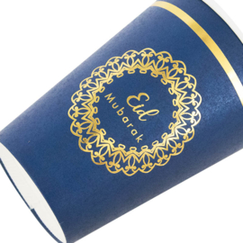 Papieren bekers Eid luxe blauw (8st)