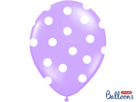 Ballonnen lavender met witte dots (6st)