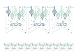 Vlaggenlijn  Ramadan Mubarak blauwe lantaarns