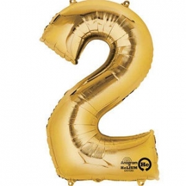 XL foil balloon gold number 2
