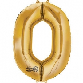 Cijfer ballon 0 goud (42cm)