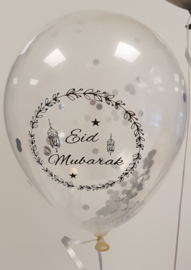 Ballonnen Eid partyzz mix zilver + confetti (5st)