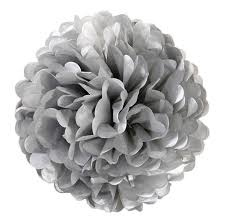 Pompom zilver 35cm