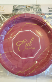 Paper plates Eid burgundy (6pcs)