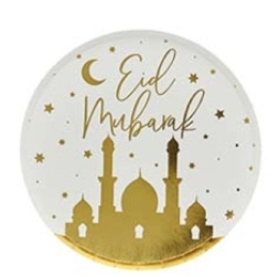 Papieren borden Eid Mubarak moskee glimmend goud (8st)