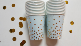 Paper cups blue gold dots