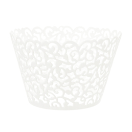 Cupcake wrapper white lace (6pcs)