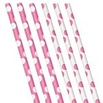 Papieren rietjes roze polkadots (10st)