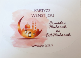 Gepersonaliseerde stickers Eid roze ovaal (18st)
