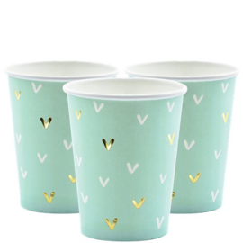 Paper cups mint green gold (6pcs)