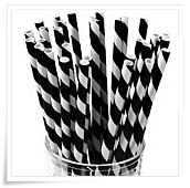 Paper straws black and white stripes