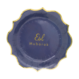 Papieren dinerborden Eid luxe blauw (8st)