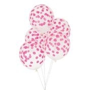 Ballonnen transparant roze stippen (5st)