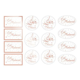 Sticker labels Eid rose goud wit (16st)