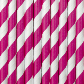 Paper straws hot pink stripes (10pcs)