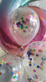 Confettiballon sterretjes folie (5st)