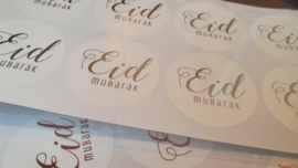 Stickers Eid Mubarak zilver modern (12st)