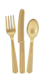 Plastic cutlery set gold (18pcs)