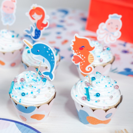 Papieren cupcake set  Mermaid (6st)