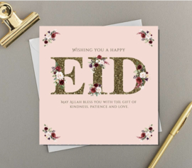 Eid card rose gold glitter (ea)
