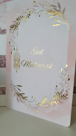 Greeting card Eid pink with gold (L)