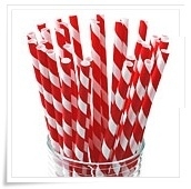 Paper straws red and white stripes