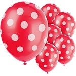 Balloons red polka dot (6pcs)